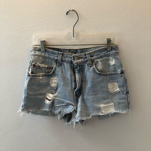 Vintage Levi’s torn jean shorts - urban outfitters